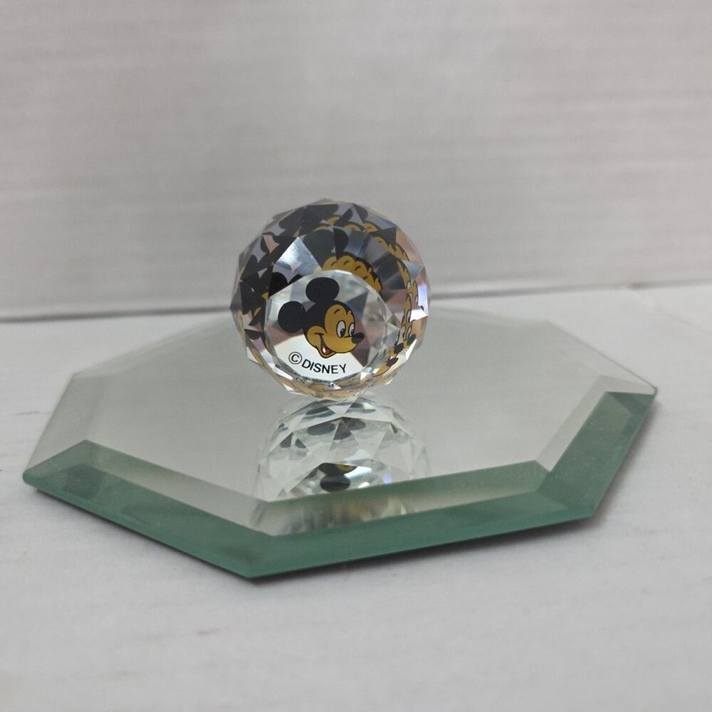 VINTAGE Swarovski Disney Faceted Crystal Ball Mickey Mouse Austria W Mirror - Picture 3 of 6